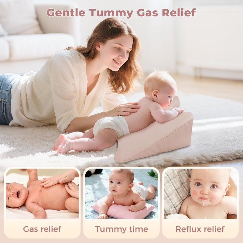 EKEPE Tummy Time Prop for Baby Gas, Colic Relief & Burp, Nursing Reflux Prop for Feeding, Neck, Shoulder and Body Support, Activity Support Pillow for Newborns and Infant 0-12 Months - Pink - Image 2